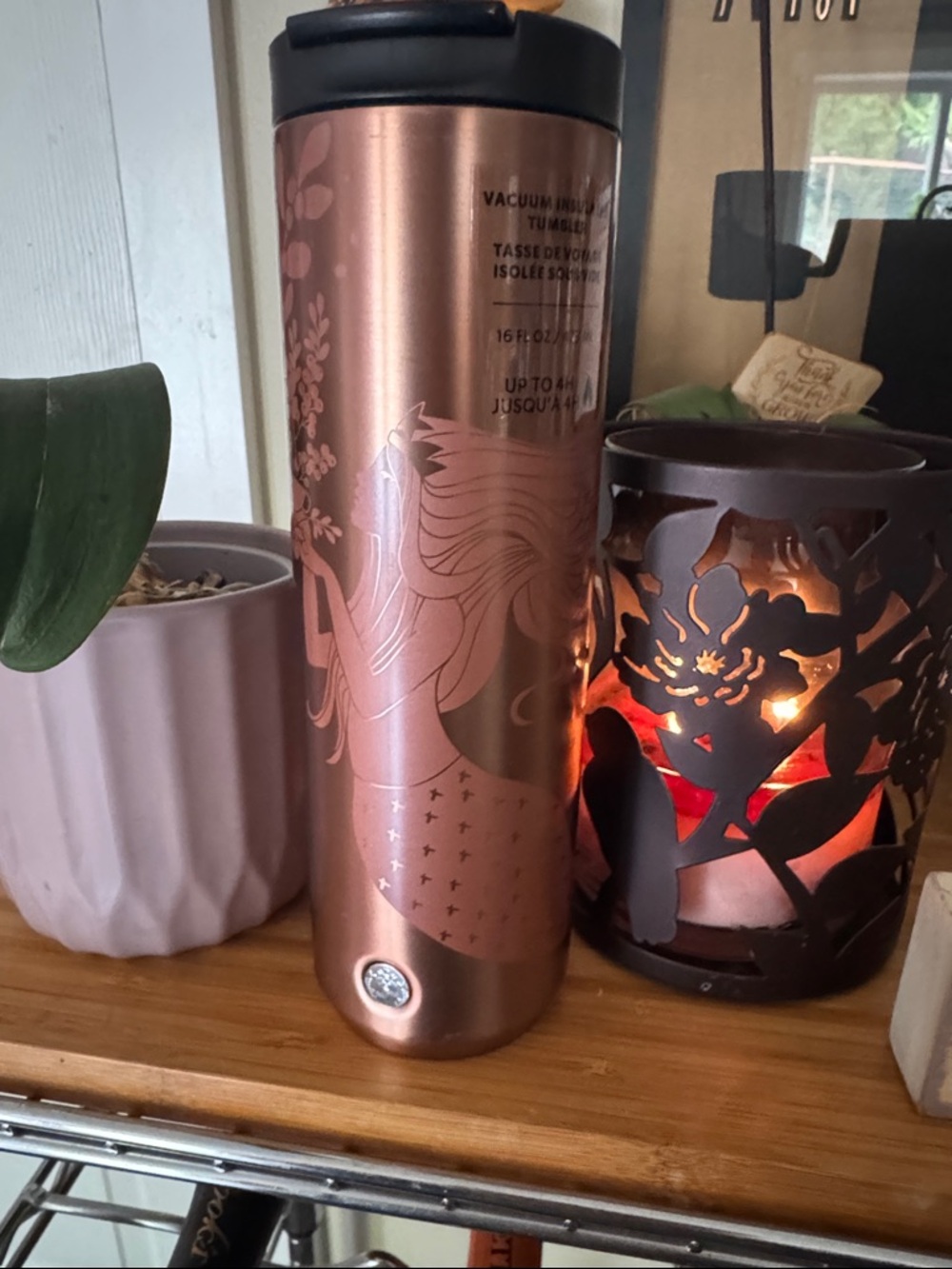Starbucks Rose Gold Mermaid Travel Tumbler